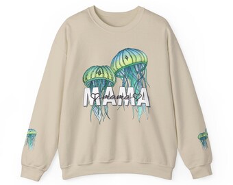 Mama Jellyfish Graphic Crewneck Sweatshirt - Unisex Cotton Blend