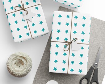 Teal Watercolor Floral Wrapping Paper | Wrapping Paper