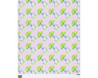 Mushroom Wrapping Paper | Floral Gift Wrap, Boho Mushroom Purple