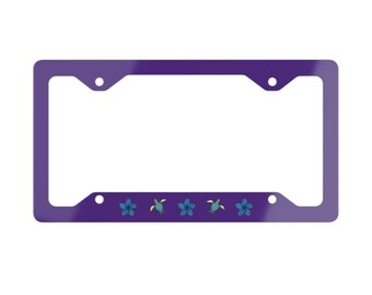 Metal License Plate Frame, Ocean Life, Turtles, Purple