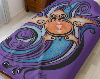 Turtle Swirls Velveteen Blanket 3 Sizes Throw Blanket Gift For Reading Lover