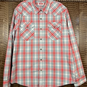 Wrangler Western Herren Große Button-Down-Langarm-Hemd im Western-Stil