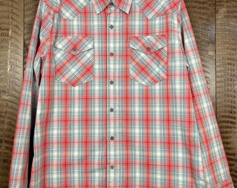 Wrangler Western Mens Large Button Down Long Sleeve Western Style Shirt