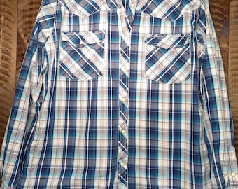 Vintage Western Long Sleeve Cody James Snap Button Down Shirt Large