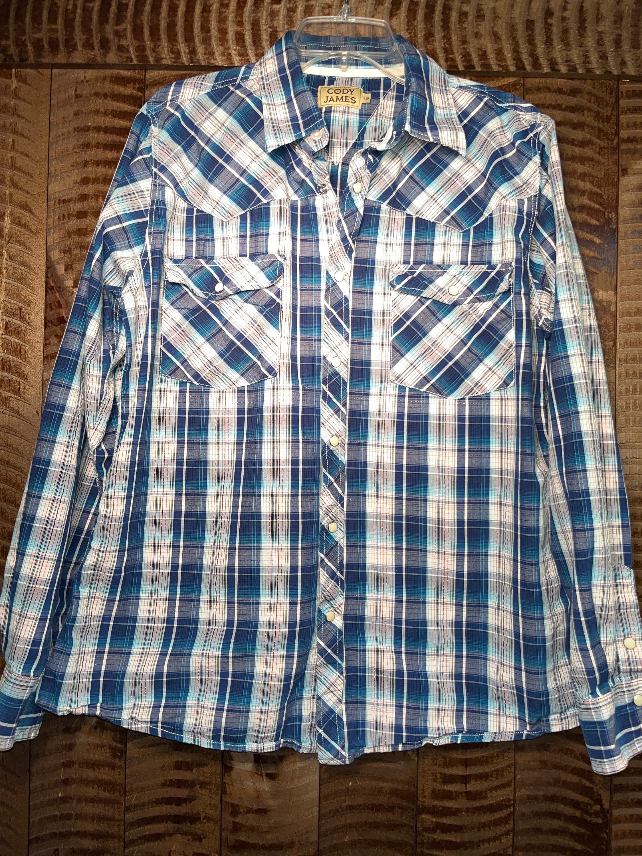 Chemise western vintage à boutons-pression Cody James à manches longues,  grande - Etsy France