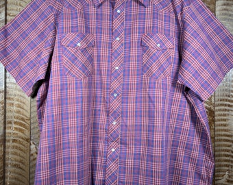 Wrangler Mens 3X Short Sleeve Button Down Plaid Shirt