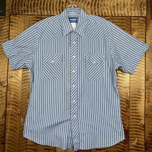 Wrangler Western Wear Short Sleeve Snap Button Down Shirt Large Vintage