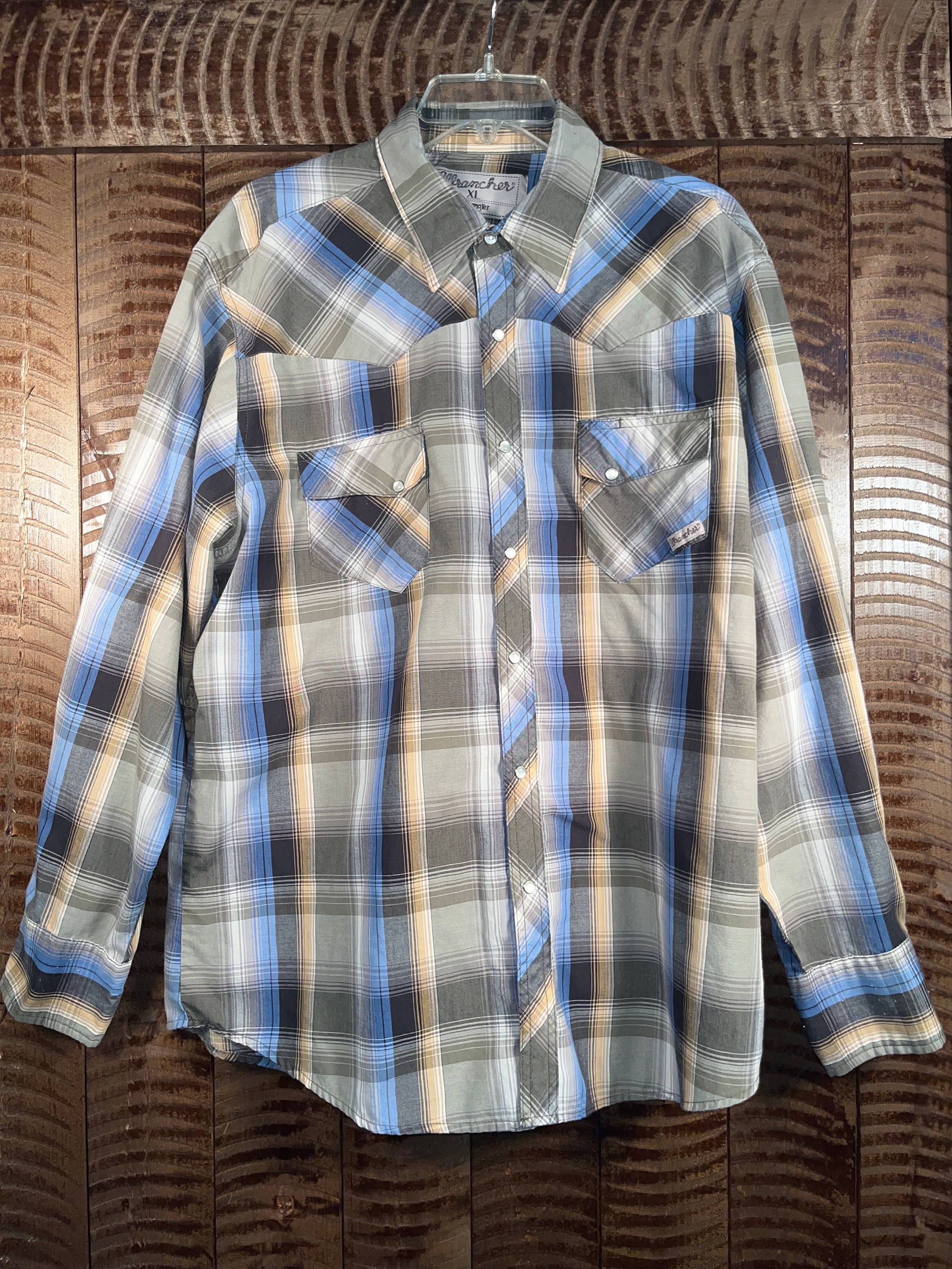 Button Down Wrancher Shirts Western Long Sleeve Snap Button Down