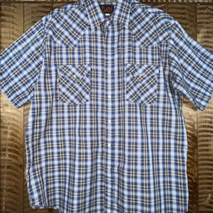 Plains Western Wear Hemd Großes Kurzarm-Herrenhemd mit kariertem Druckknopf