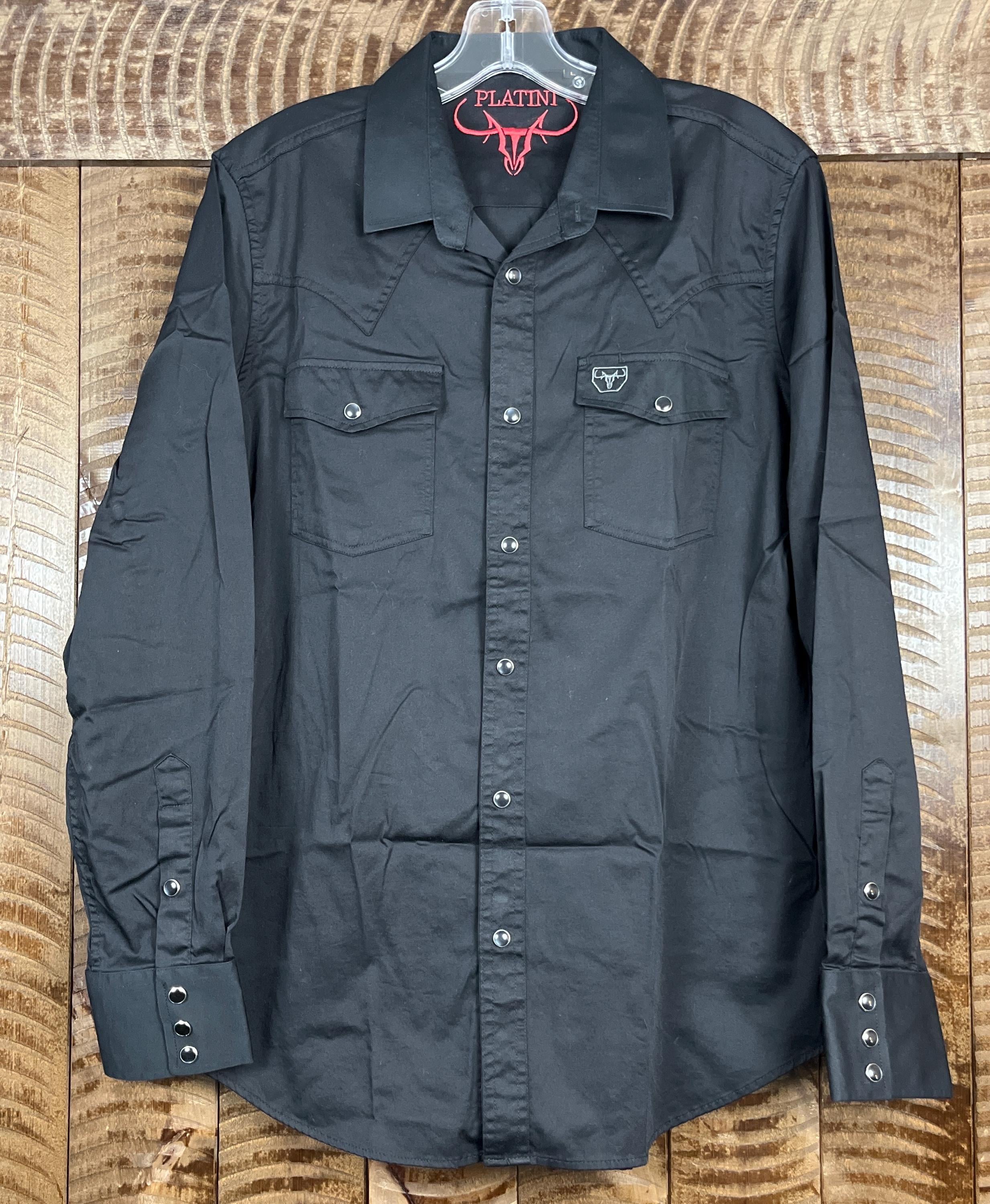 Camisa negra con botones a presión y manga larga estilo western para  hombre, talla grande - Etsy México, image size:2466x3000