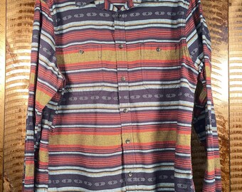 Western Button Down Long Sleeve Shirt Mens Large