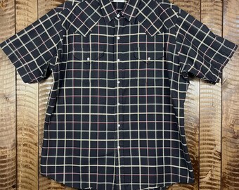 Camicia western da uomo Ely Cattleman XL a maniche corte con bottoni a pressione in madreperla.