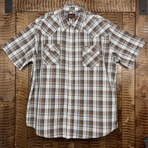 Plains Western Wear Hemd Herren 2XL Kurzarm Kariertes Druckknopfhemd