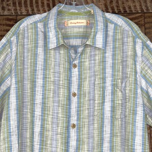 Tommy Bahama Mens Large Striped Short Sleeve Button Down Shirt image 3