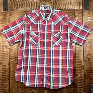 Plains Western Wear Hemd Herren 2XL Kurzarm Kariertes Druckknopfhemd