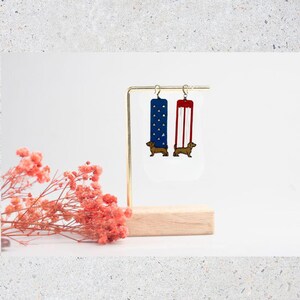 Dachshund Doxie Dangler Patriotic 4th of July Earrings