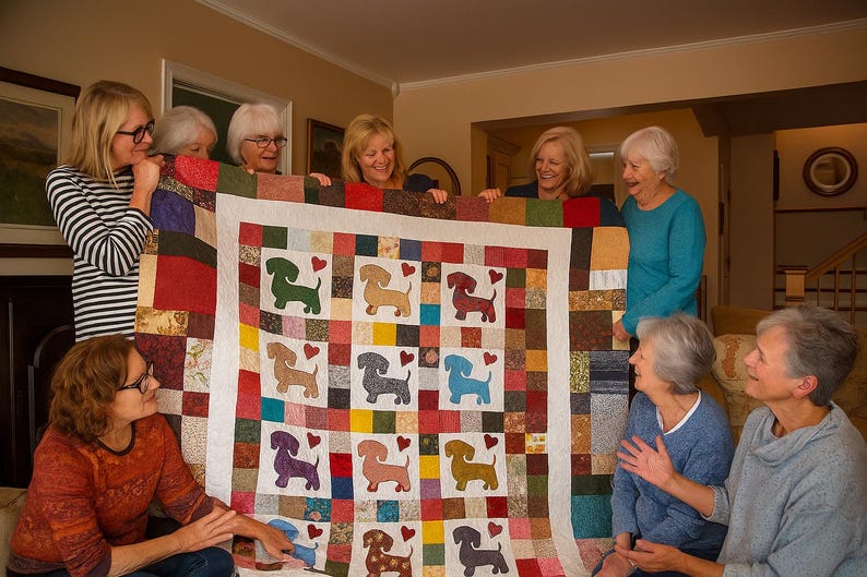Original Trademarked Heirloom Dachshund & Hearts Patchwork Quilt – One-of-a-Kind Treasure immagine 13