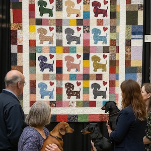 Original Trademarked Heirloom Dachshund & Hearts Patchwork Quilt – One-of-a-Kind Treasure immagine 14