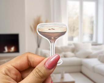 Espresso Martini Vinyl Decal Sticker, Cocktail Sticker, Classic Cocktail Decal, Vinyl Decal for Laptop, Tablet, Water Bottle