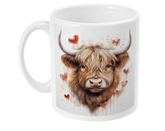 Heart Highland Cow 11oz Mug