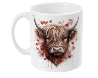 Hearts Highland Cow 11oz Mug