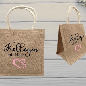 Jute bag including print colleague with heart bag gift farewell gift gift bag