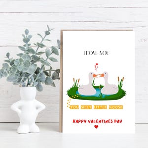 Divertente biglietto di San Valentino a forma di oca / Ti amo, piccola oca sciocca / Download immediato digitale e stampabile.