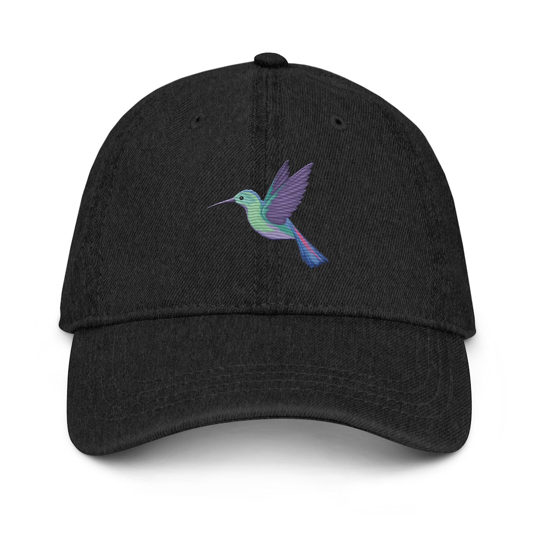 Hummingbird Embroidered Denim Hat – Adjustable Baseball Cap for Bird ...