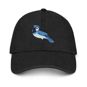 Blue Jay Embroidered Denim Hat – Adjustable Baseball Cap for Bird Lovers & Nature Enthusiasts – 3 Colors