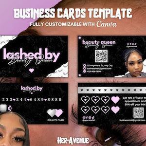 Business Card Template Design, CANVA, Loyalty Gift Card, Beauty MUA Makeup Artist Hair Nails Lashes Brow Tech, Customizable for Business