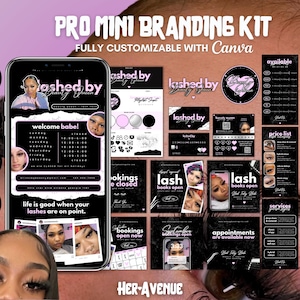 Beauty Branding Kit, Business Cards Instagram Posts Acuity Site, CANVA Template, Nail Hair Makeup Lash Brow, Customizable Business Bundle