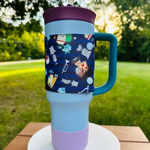 Disney Haunted Mansion Mouse Halloween Snacks Inspired Water Bottle Tumbler Changeable Wrap Sleeve