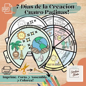 DIGITAL | 7 Dias de la Creación | 4 Páginas | Espanol | Actividades Biblica | Escuela Dominical | Lectura Biblica | Genesis 1:1-2,4