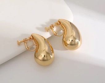 Confortable et sans douleur Boucles d'oreilles clip simples, minimalistes et élégantes Boucles d'oreilles audacieuses en forme de goutte d'eau