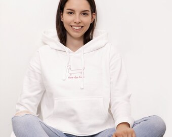 Bluza Long Dog Lovin, bluza Champion z kapturem, koszulka dla mamy jamnika, mama jamnika, prezent dla kobiety jamnika, prezent na walentynki dla niej
