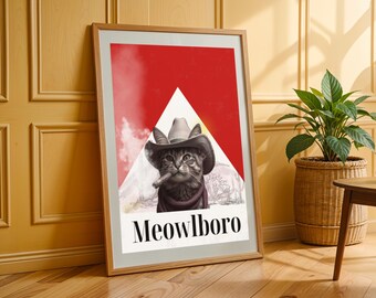Cowboy Cat Poster | Vintage Cat Wall Art | Printable Digital Download | Western Cat Poster | Country Cat Wall Art | Funny Cat Print |Vintage