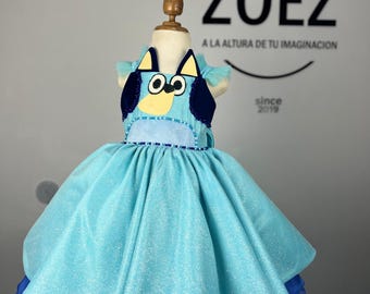 Free shipping. Bluey costume. Girls' costume. Girls' dog dress. Bluey tutu dress/Girls' costume/Bluey dress/Bluey birthday. Girls' dress.