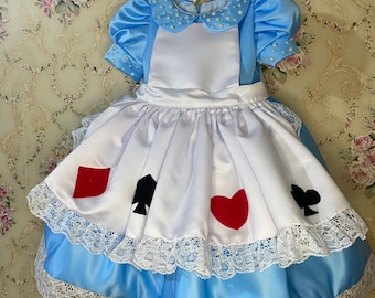 Alice dress, blue and white girl dress, Free Shipping, Alice birthday dress, blue and white wonderland dress, dresses for girls, girls dress