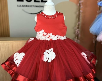 Vestido de tutú rojo inspirado en Lilo y Stitch, disfraz de Halloween para bebé