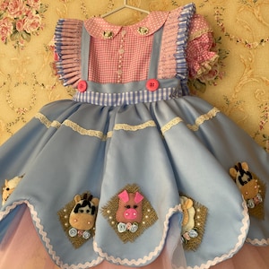 Farm Dress, Cow Birthday Outfit, farm animals, dresses for girls, birthday dress, girls dress for parties, elegant dresses, Farm Party girls