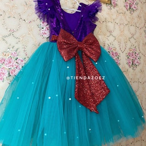 Mermaid dress, mermaid costume, aqua green dress, girl dress, Ariel inspired dress, birthday mermaid dress, dresses for girls, girls dress