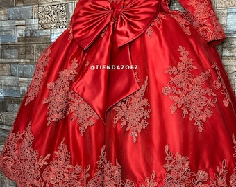 Red lace girl's dress. Elegant red girl's dress. red dress with red lace, Red girl's clothing, bright red baby girl dress, red girl