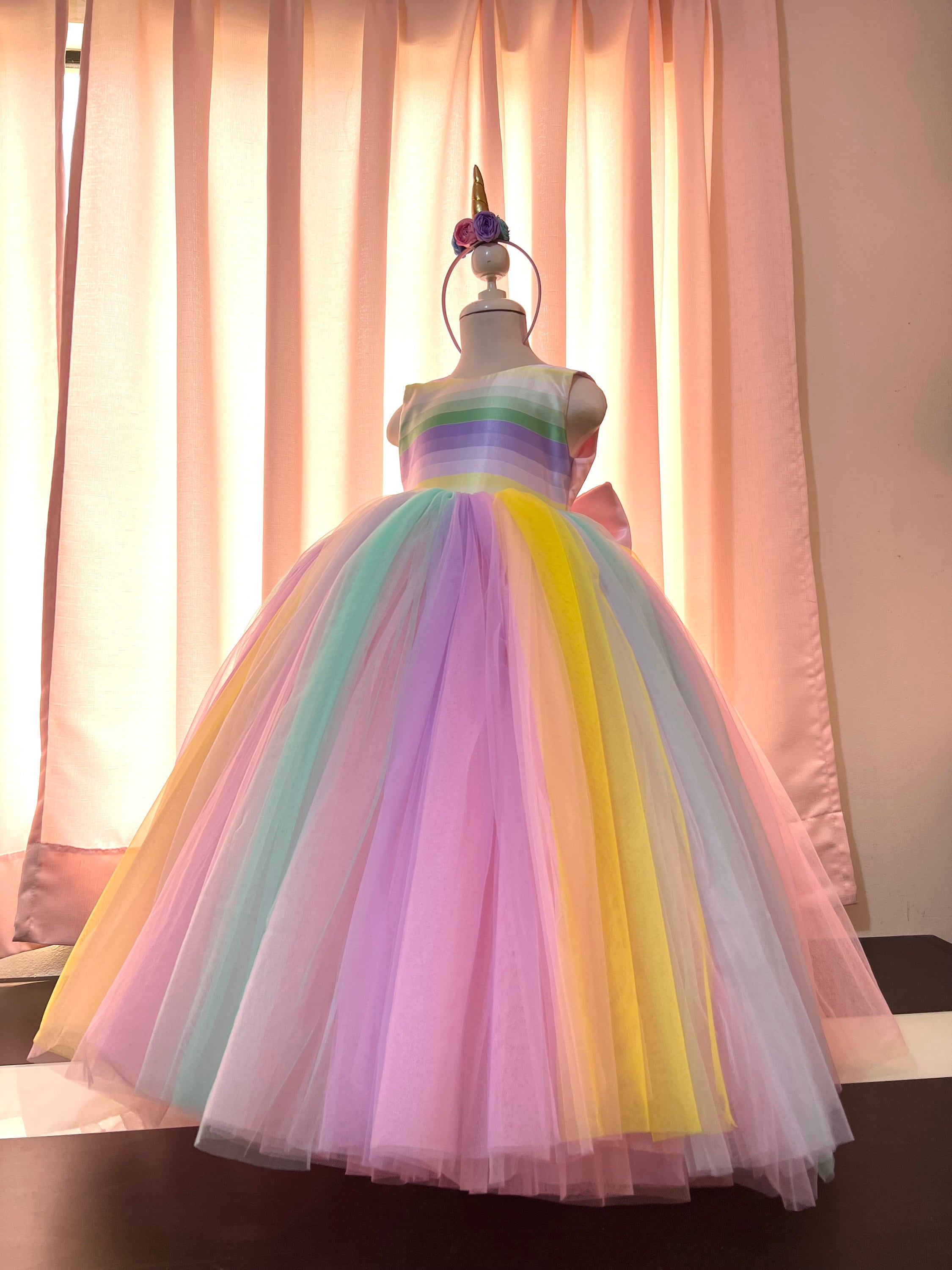 Rainbow Unicorn Dress Set with Wings