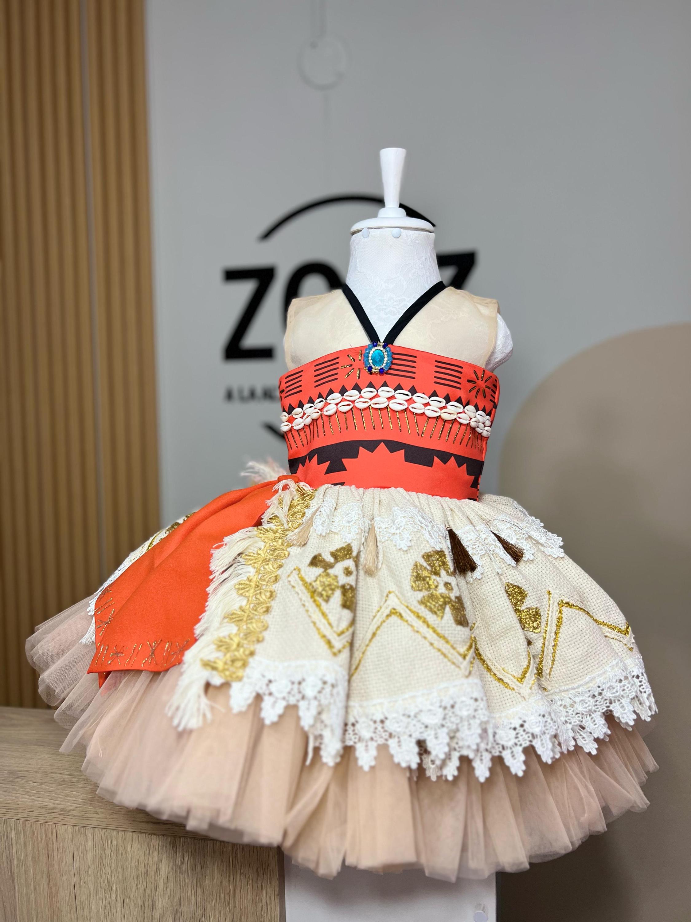 Moana Inspired Birthday Costume Dress, Girls Party Outfit