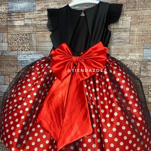 Mouse costume. Girl&#39;s dot dress red with black dots birthday costume. Photo session for a girl costume. Red with black dots birthday