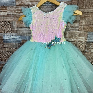 Mermaid dress, mermaid costume, aqua green dress, girl dress, Ariel inspired dress, birthday mermaid dress, dresses for girls, girls dress