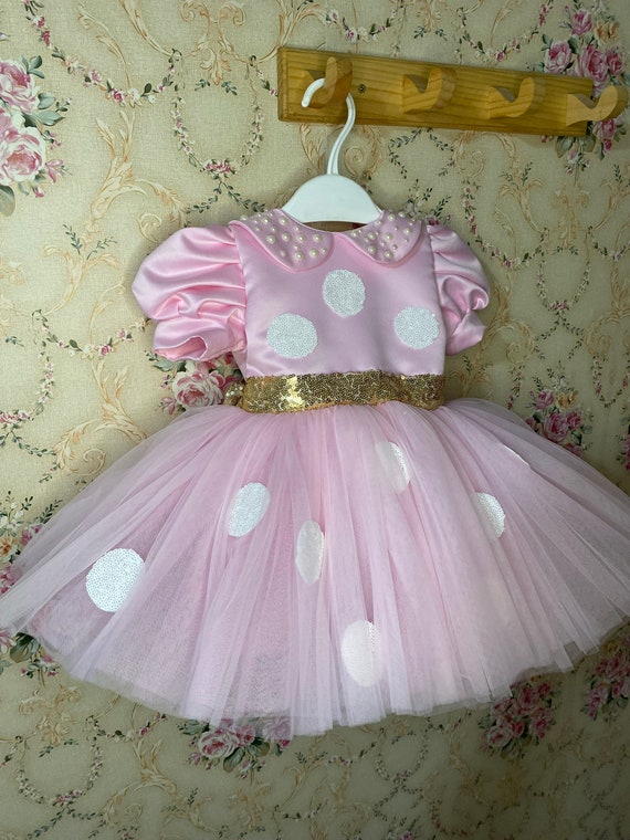 pink dress with gold polka dots Celena Maxi Dress Pink / Brown Polka