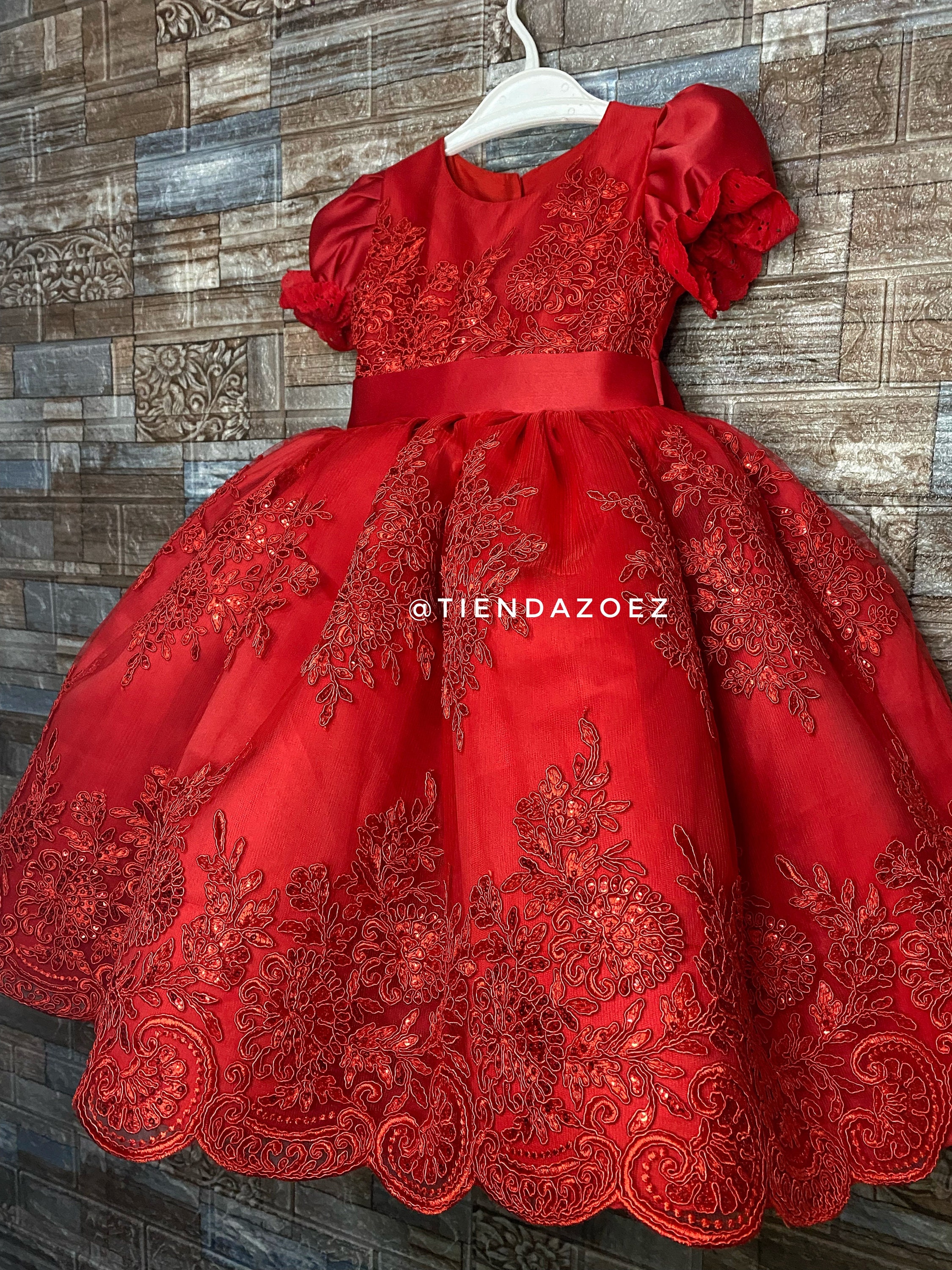 Winmany Gonna Di Pizzo Natalizia Per Bambina – Abito Rosso A Maniche Lunghe, Tutù In Cotone 98%, Taglie 0-6 Anni, Per Foto E Festa
