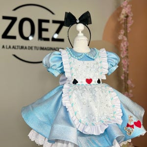 Alice dress, blue and white girl dress, Free Shipping, Alice birthday dress, blue and white wonderland dress, dresses for girls, girls dress
