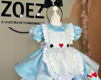 Alice in Wonderland Dress, Blue and White Birthday Outfit, Free Shipping, Alice birthday dress, blue and white wonderland dress